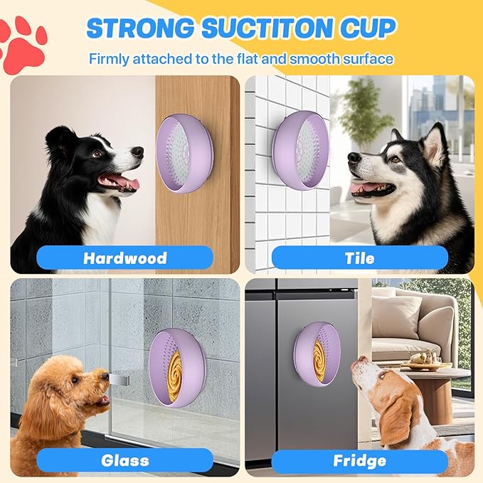 Pawinner 2 Pack Dog Lick Bowl, Freeze Lick Mat for Dogs, Non-Slip Slow Feeder Licking Bowl with Suction Cups, Food Grade Silicone, Enrichment Puzzle Feeder for Distraction(Purple)