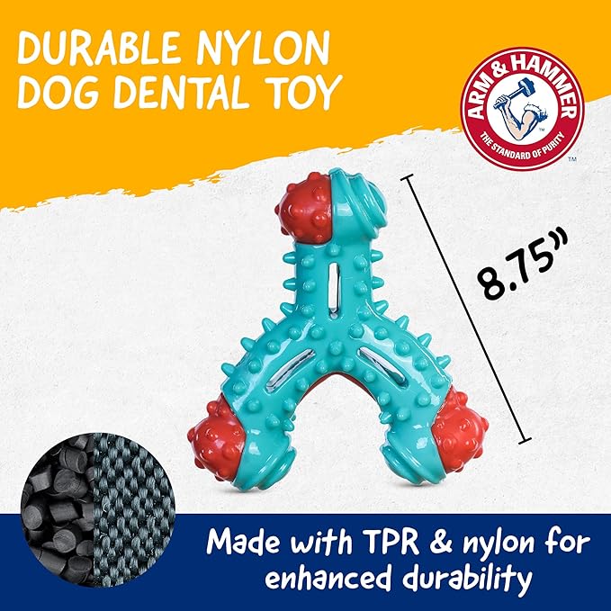 ARM & HAMMER for Pets Nubbies Wishbone Dog Dental Toy| Best Dog Chew Toy for Moderate Chewers | Dog Dental Toy Helps Reduce Plaque & Tartar | Chicken Flavor Baking Soda (Pack of 24)