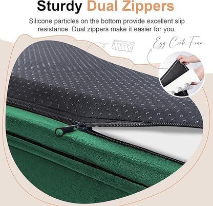 Large Dog Bed Orthopedic Washable: Jumbo Dog Bed Bolster Extra Large Dogs Egg Crate Foam Sofa Couch Waterproof Removable Cover - Emerald