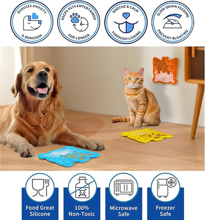 Lick Mat for Dogs & Cats 3 Pack - Silicone Dog Lick Mat with Suction Cups - Anxiety Relief/Promotes Healthy Eating/Frozen & Dishwasher Safe - Pet Peanut Butter Lick Pad LPFALASAT Bomb Cat