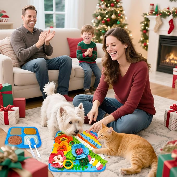 Dog Snuffle Mat and Lick Mat Set, Interactive Dog Enrichment Puzzle Toys for Puppy Small Breed Dogs Cats Rabbits, Cognitive Sniff Foraging Mats for Slow Feeding Treat Game Mental Stimulation