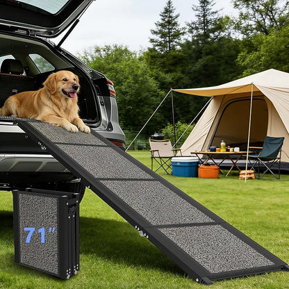 Dog Ramp for Car 71" x 17", Folding Pet Ramp for Large Dogs with Non-Slip Rug Surface, Portable Dog Car Ramp for SUV Car & Truck
