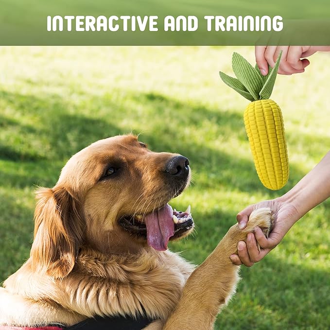 Dog Toys for Aggressive Chewers, Indestructible Tough Squeaky Corn Chew Toy for Large Medium Small Breed, Interactive Dog Toys to Keep Them Busy