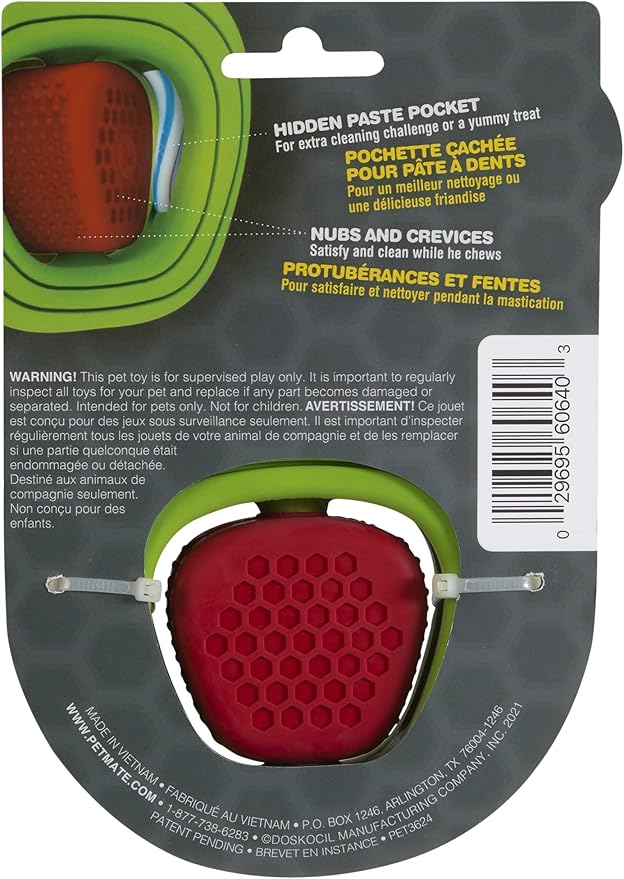 JW CHEW-EE Dental Dog Chew Toy; Cleans Your Pet's Teeth and Gums As They Play; Add Their Favorite Flavors, Apple Core (Pack of 2)