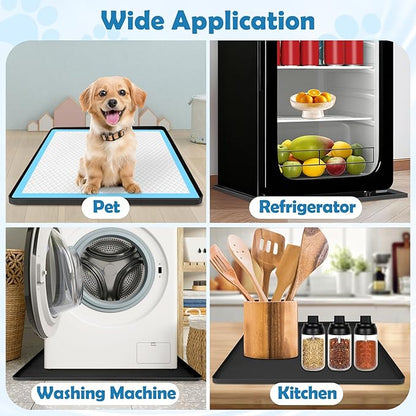 Dog Pee Pad Holder, 2 Pack Dog Potty Tray Silicone Puppy Pad Holder Tray Fits for 24" x 24" Training Pads, Puppy Potty Tray with 8 Clamps No Spill Raised Lip High Edge for Floor Protection (Black)