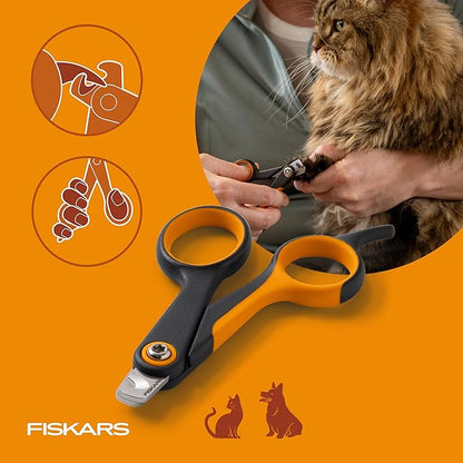Fiskars Pet Small Pet Nail Clippers, Cat and Dog Nail Trimmers for Grooming, Pet Supplies with Precision Stainless Steel Blades & SoftGrip Handle, 4.25”, Orange/Black