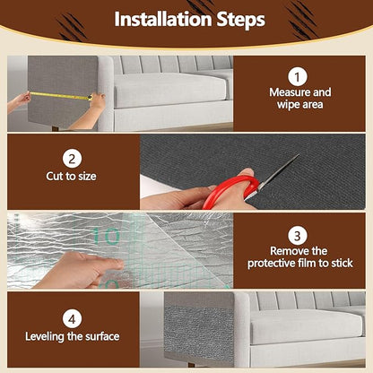 Cat Scratch Furniture Protector, 39.4"x15.8" Self Adhesive Cat Scratch Mat Pad,Cut to Fit DIY Replacement Carpet for Tree,Wall,Bed,Door, Couch Protector (Dark Grey)