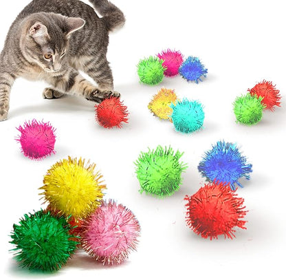 Meric CoCoo 20-Pack Cat Toy Sparkle Ball Jumbo Pack, Unleash Your Cat’s Inner Lion, No More Flabby Tummy, Get Your Kitty Fit Again with These Sparkly Balls, Ideal for Multi-Cat Homes, Bond Over Play