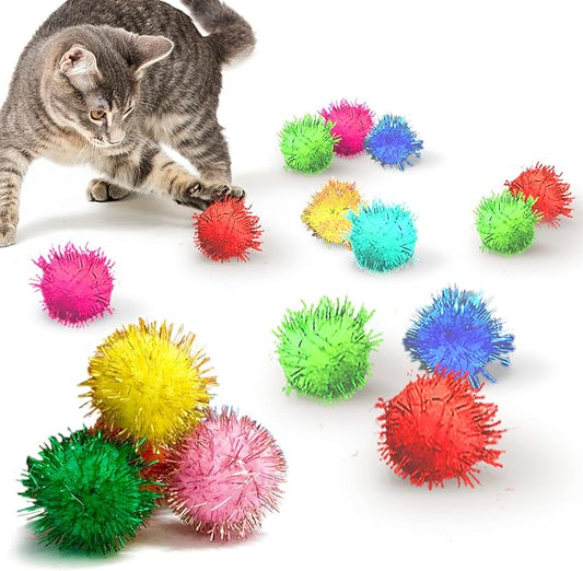 Meric CoCoo 20-Pack Cat Toy Sparkle Ball Jumbo Pack, Unleash Your Cat’s Inner Lion, No More Flabby Tummy, Get Your Kitty Fit Again with These Sparkly Balls, Ideal for Multi-Cat Homes, Bond Over Play