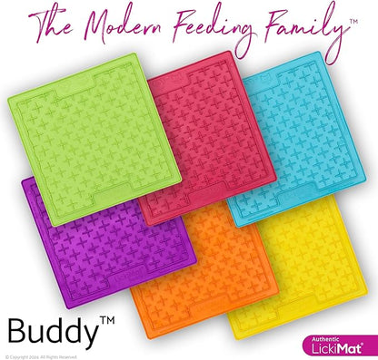 LickiMat Classic Buddy, Cat Slow Feeder Lick Mat, Boredom Anxiety Reducer; Perfect for Food, Treats, Yogurt, or Peanut Butter. Fun Alternative to a Slow Feed Cat Bowl or Dish, Orange