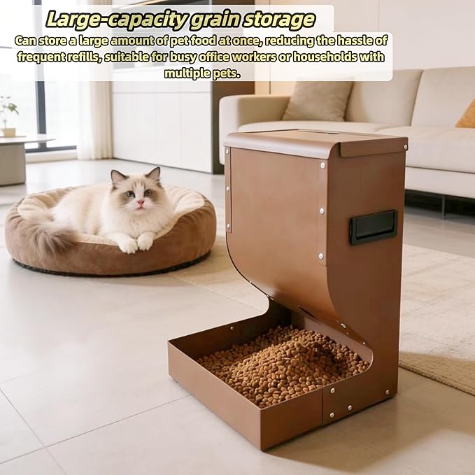 Galvanized Dog Feeders for Large Dogs, 15LBS Gravity Automatic Dog Feeder, Suitable for Indoor and Outdoor Use, Suitable for Medium Dogs,Cats,Poultry, and Pets