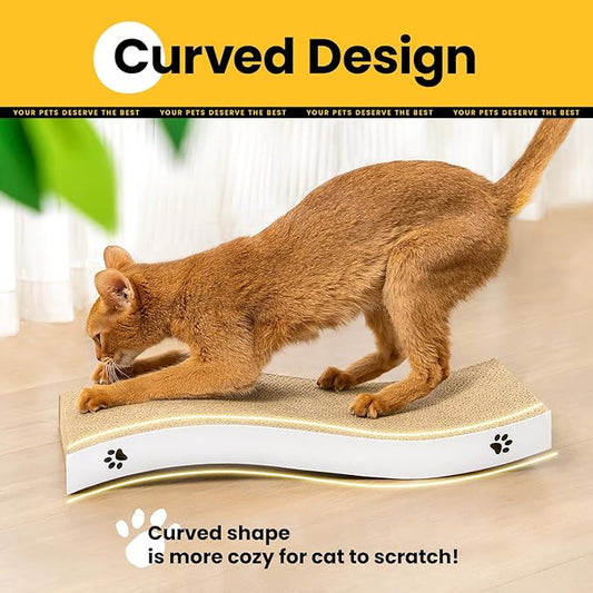 Cat Scratcher, Durable Scratch Pad, Corrugated Cardboard Scratching Board for Indoor Cats, Heavy Duty, Double-Sided Usability, Recyclable, with Catnip, Large, 1 Pack