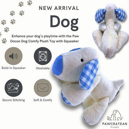 7" Squeaky Plush Toy for Puppies Small Dogs Self Etertainment Washable Soft Made [PET ONLY] (White Dog)