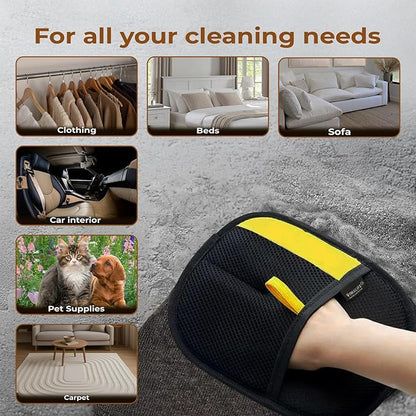 VIMALIFE Pet Hair Removal Glove for Dogs and Cats, Quick Cleaning Electrostatic Hair Remover, Reusable for Sofa, Carpet, Clothing & Car Seats, Easy Fur Cleaning Tool for Home & Travel, Yellow Black