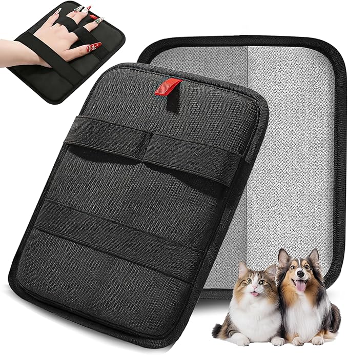 Electrostatic Pet Hair Removal Glove Dogs & Cats, 2026 Upgraded Magic Brush Tool, Washable Reusable Manicure-Friendly Open-Finger Pet Hair Remover for Couch, Car Interior, Furniture & Clothing(21cm)
