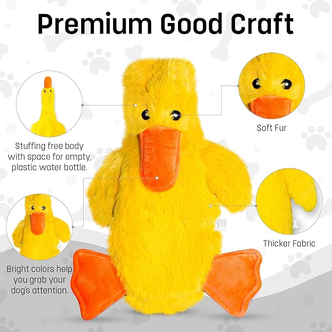 FGA MARKETPLACE Duck Flat NO Stuffing NO Squeak Plush Dog Toy, Funny Style Will Entertain Your Pet for Hours, Recommended for Small and Medium Dog 21 INCH Long
