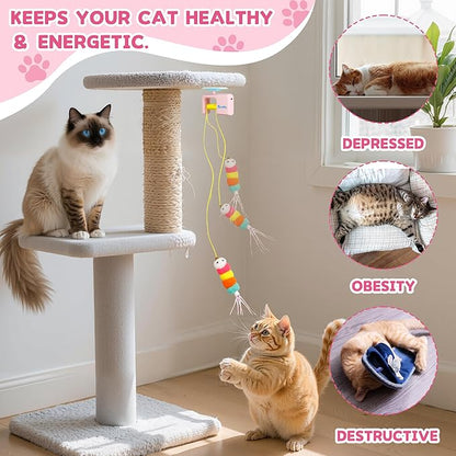Interactive Cat Toy for Indoor Cat, Automatic Door Hanging Cat Toy with Detachable Design, Kitten Toys for Indoor Cats Self Play, 3.27 * 1.69 * 2.76Inch (Pink)