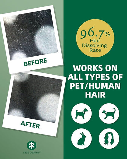 Pet Hair Dissolver For Washing Machine Cleaner, Hair Dissolving Laundry Detergent For Dog And Cat Fur, 96.7% Hair Dissolution, High Efficiency And Septic Safe, HE/Top/Front-Load Compatible, 6 Sachets