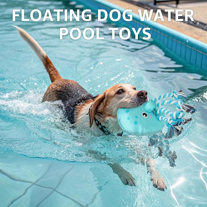 SCENEREAL Octopus Dog Squeaky Toy for Small Medium Dogs- Floating Dog Toys on Water for Pool Fetch, Puppy Interactive Rope Chew Toy for Indoor Outdoor Play