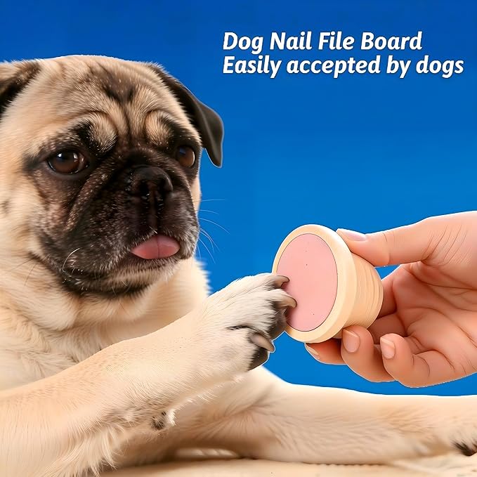 Dog Nail File Board Set with 3cr13 Stainless Steel Clipper, Quiet Dog Nail Scratch Board for Gentle Trimming, Pet Nail File for Dogs Cats Puppies, Durable Nail Care Tool
