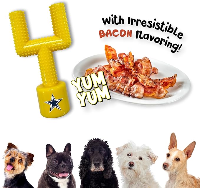 Pets First NFL Dallas Cowboys Bacon-Flavored Goal Post Dog Chew Toy. Indestructible, Durable, Interactive, Dental Health, Medium Breed