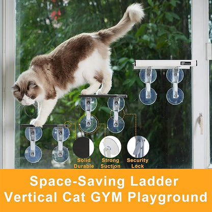 9.5"x7" Petite Cat Window Step (1pc),Leading Cat Easy Climb Up to Higher Large Perch or Safty Down to Windowsill,Durable Small Stair Ladder for Creating Vertical Playground on Window or Door