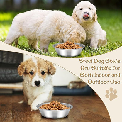 kathson 6 PCS Small Stainless Steel Dog Bowls, Replacement Metal Puppy Food Water Bowl Set Suit for Indoor Outdoor, Pet Feeding Dish for Small Animals Kitten, Dishwasher Safe (5.5 in)