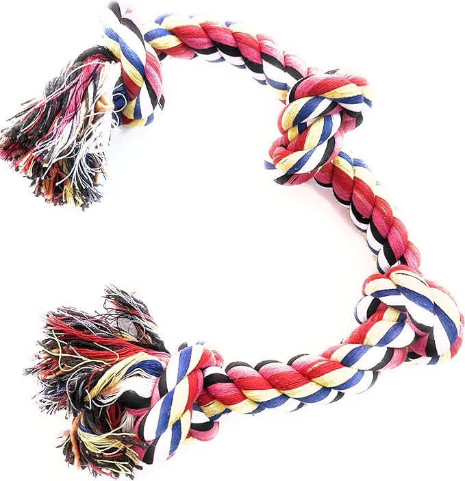 Colorful Heavy Duty Cotton Rope Dog Toy with Knots, Multicolor Braided Chew Toy for Dogs