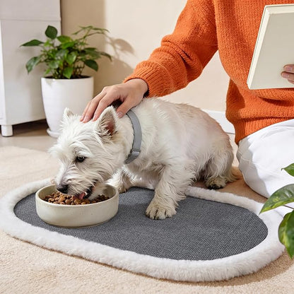 Pet Feeding Mat, Dog Food Mats Absorbent Pet Placemat for Food and Water Bowl with Non Slip Rubber Backing for Dog and Cat (16"x24", Gey)