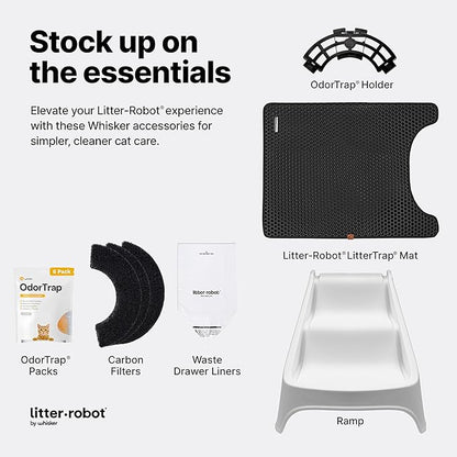 Litter-Litter-Robot 4 Ramp by Whisker, White - Cat Ramp for Litter Box, Custom Fit for Litter-Robot 4, Non-Slip Rubber Feet, Suitable for Small & Elderly Cats, Made in the USA