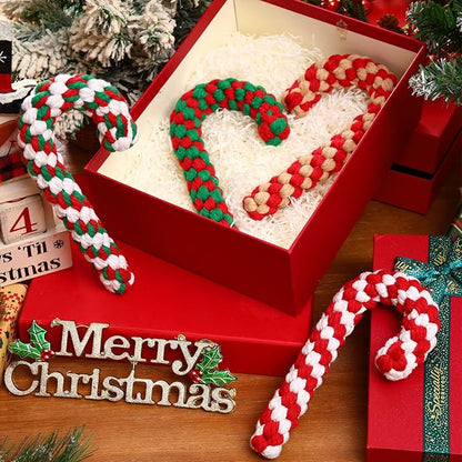 Liliful 24 Pieces Christmas Dog Rope Toys Candy Chew for Puppy Small Medium Large Chewing Teething Clean and Training