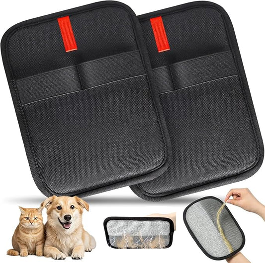 2PCS Pet Hair Removal Gloves Brush, Magic Brush,Upgraded Thickened Electrostatic Reusable Cat Dog Hair Remover Grooming Gloves,Double Sided Washable Static Animal Fur Removal Tool for Couch,Clothes