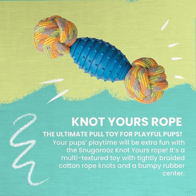 Health Extension SNUGAROOZ Knot Yours Dog Toys for Aggressive Chewers, Strong Rubber Rope, Indestructible & Heavy-Duty Puppy Teething Chew Toys, Perfect Funny Gifts, (9 Inches - Assorted Colors)