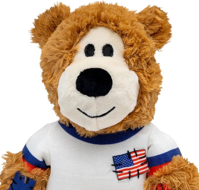 KONG Wild Knots Bear Soccer Player Dog Toy – USA – National Team Jersey Inspired – International Tournament Edition – Plush Rope Toy with Squeaker, Medium/Large