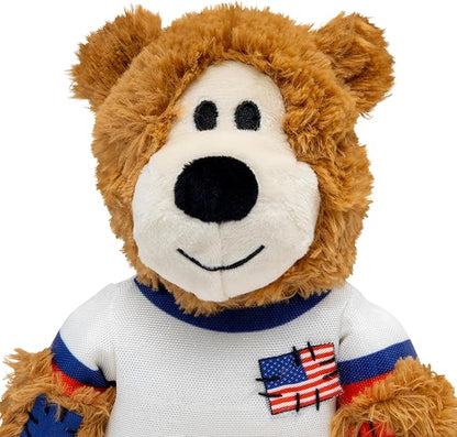 KONG Wild Knots Bear Soccer Player Dog Toy – USA – National Team Jersey Inspired – International Tournament Edition – Plush Rope Toy with Squeaker, Medium/Large
