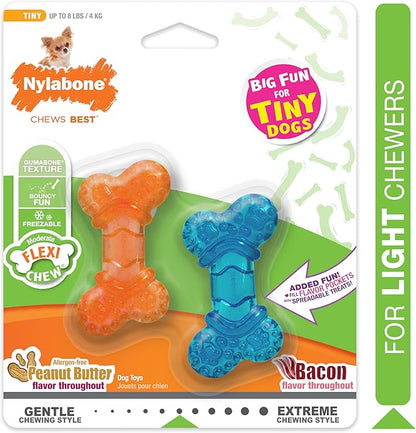 Nylabone Moderate Chew Flexi Chew Bone Peanut Butter & Bacon XX-Small/Tiny (2 Count)
