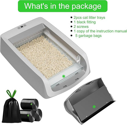 Reusable Litter Tray Compatible with Pet-Safe Scoop-Free Self-Cleaning Cat Litter Boxes - Easy to Clean Durable Litter Box Tray(2 Pieces Refills)