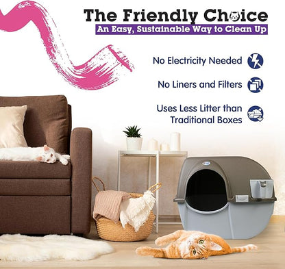 Omega Paw NRA15 Self Cleaning Litter Box Regular Size,Grey