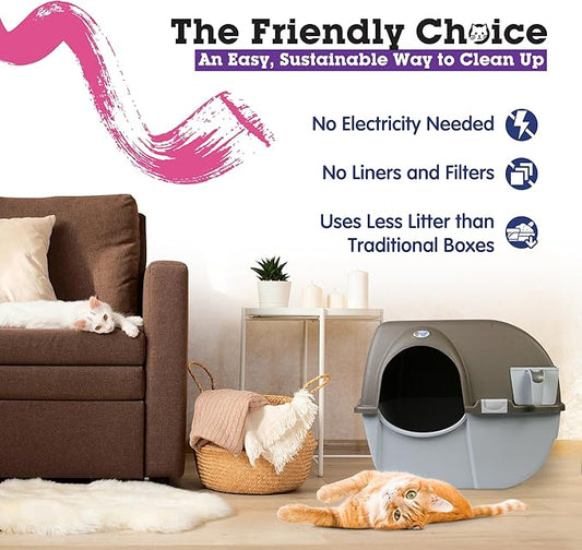 Omega Paw NRA15 Self Cleaning Litter Box Regular Size,Grey