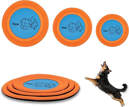 3 Packs Nylon Interactive Dog Flying Disc - Floating Dog Toys for Aggressive chewers - Water Toys for Dogs (Orange and Blue)