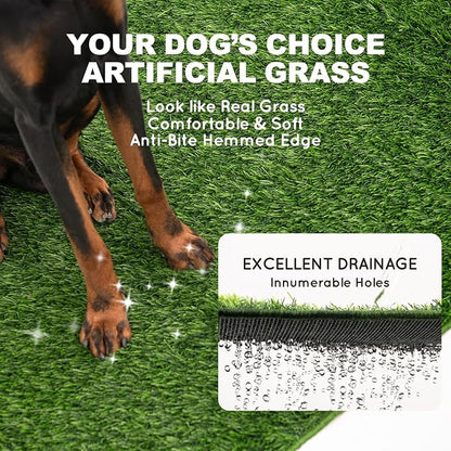 Dog Grass Pad with Tray Small 23" x 16", Dog Puppy Litter Box with Odor Free Artificial Grass Pee Pads for Dogs Potty Tray with Hemmed Edge, Realistic for Indoor Balcony