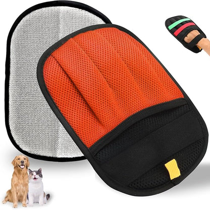 Pet Hair Remover Glove for Dogs & Cats, Newly Upgraded Reusable Electrostatic Pet Hair Gloves, Pet Hair Remover Tool for Clothing, Couch, Carpet, Car Seat（1Pcs-Orange