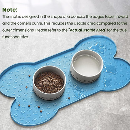 Dog Food Mat Anti-Slip Silicone Dog Bowl Mat Thicker Pet Placemat Waterproof Cat Feeder Pad with Raised Edge Puppy Kitten Feeding Mats Suitable Small Medium-Sized Dogs Cats Eating Tray