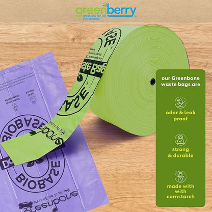 Greenbone BioBase Pull and Go Poop Bags 300 Bag Roll Unscented For Home or Yard Box Dispenser