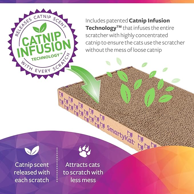 SmartyKat Super Scratcher+ Scroll Wide Corrugate Cat Scratcher with Catnip Infusion Technology, Stimulating for Cats & Kittens, Recycled Material, Brown