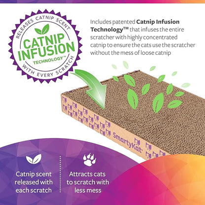 SmartyKat Super Scratcher+ Scroll Wide Corrugate Cat Scratcher with Catnip Infusion Technology, Stimulating for Cats & Kittens, Recycled Material, Brown