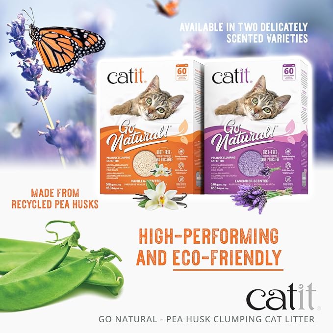 Catit Go Natural Pea Husk Clumping Cat Litter 12.3 lb, Natural