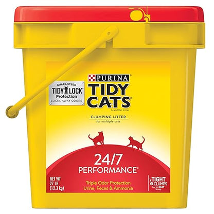 Purina Tidy Cats Clumping Cat Litter, 24/7 Performance Multi Cat Litter - 27 lb. Pail