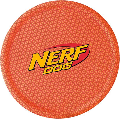 Nerf Dog Nylon Flyer Dog Toy, Flying Disc, Lightweight, Durable and Water Resistant, Great for Beach and Pool, 9 inch diameter, for Medium/Large Breeds, Two Pack, Orange and Red (8959)