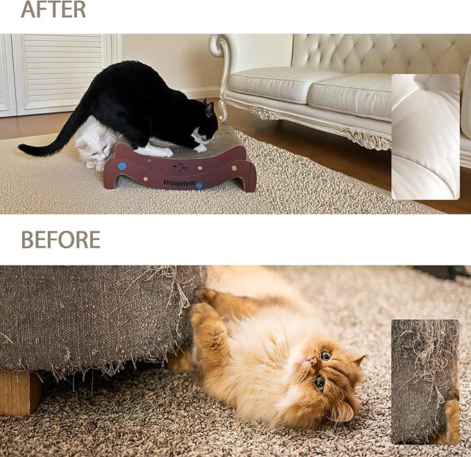 Cat Scratcher, Cat Scratching Board for Cats, Scratch-Resistant Scratching Post Large (20L x 4H in.) and Small (16.5L x 2.5H in.), Corrugated Cardboard